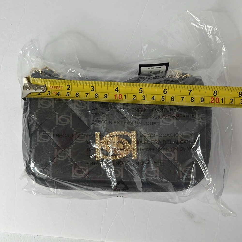 BEBE LIV MONOGRAM CROSSBODY BLACK DOVE GREY LOGO PURSE SHOULDERBAG NEW WITH TAG - Picture 10 of 11